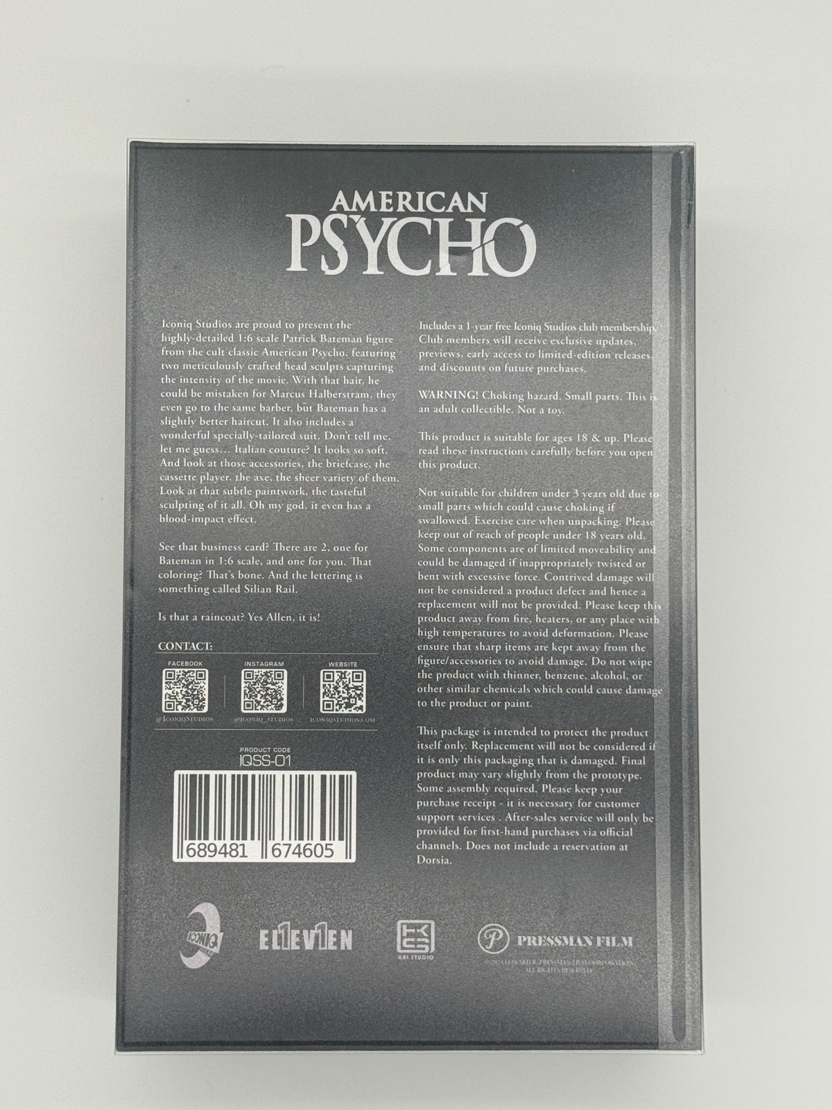 Iconiq Studios American Psycho Patrick Bateman 1/6 Scale Figure IQSS-01 – Complete Opened Displayed