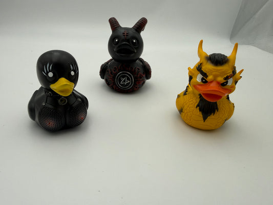 Gothic Horror Resin Duck Figurines – Set of 3 – Devil, Dragon & Goth Ducks