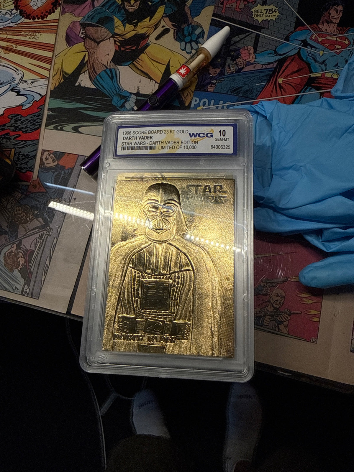 1996 scoreboard Star Wars, Darth Vader edition 23KT gold complete nine card set WCG gem mint 10