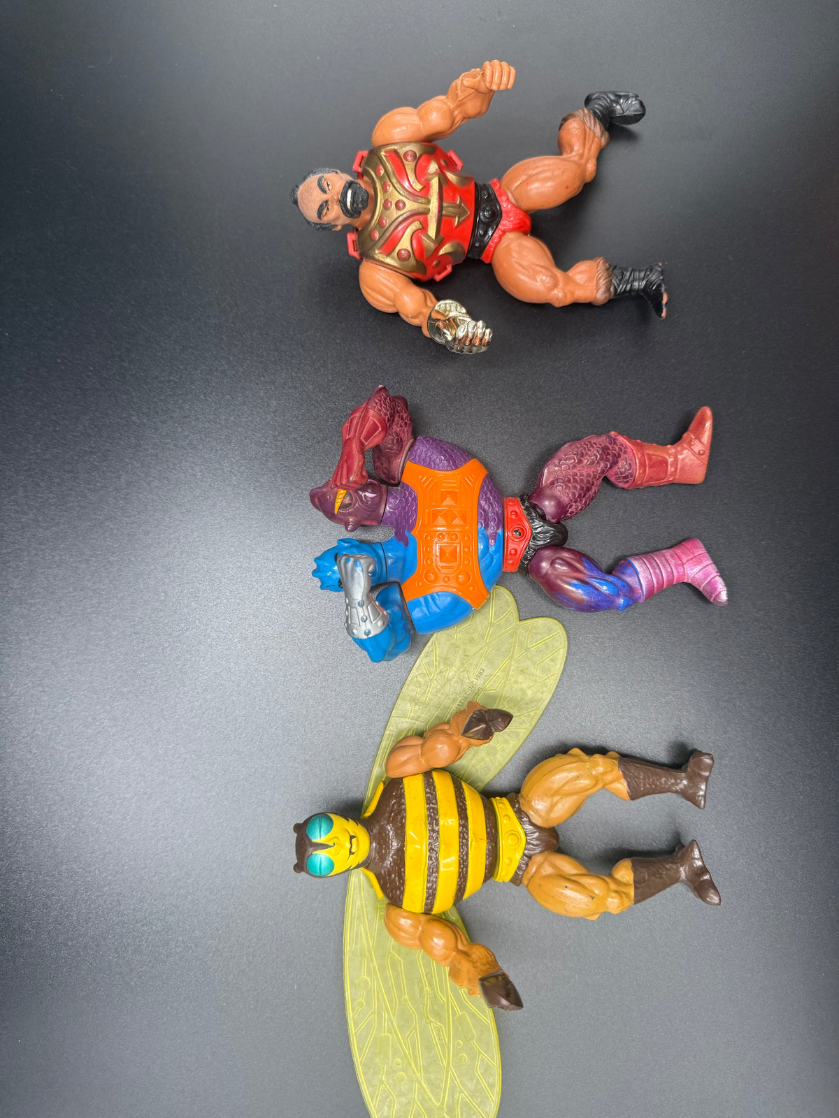 Vintage 1980s Mattel Masters of the Universe MOTU Figure Lot – Fisto, Webstor & Buzz-Off